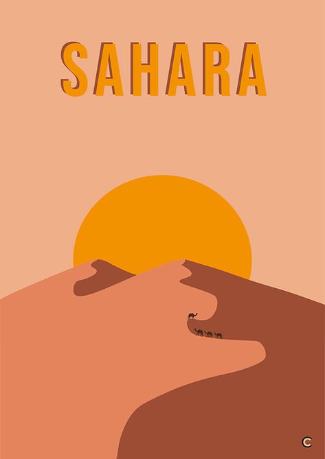 Planche de dessin design Sahara DESERT ILLUSTRATOR Sahara Desert Illustration, Sahara Desert Drawing, Desert Poster Design, Vintage Desert, Desert Poster, Desert Illustration Art, Desert Graphic, Desert Graphic Design, Desert Illustration