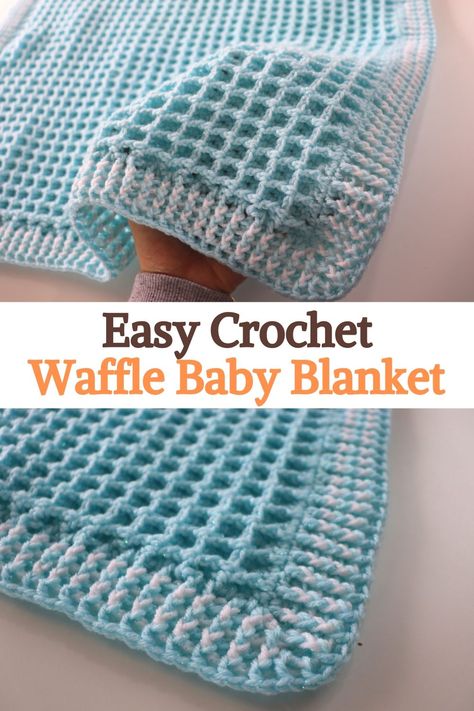 Baby Blanket Crochet Pattern Free Boy, Free Baby Blankets Crochet, Easy Crochet Babyblankets, Fast Crochet Baby Blanket Free, Crotchet Blankets Baby, Baby Blankets To Crochet Free Patterns, Waffle Blanket Crochet Patterns, Crocheted Motifs Free Pattern, Waffle Baby Blanket Crochet