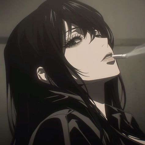 anime aesthetic Animes Pfp Aesthetic Girl, Girl Pfp Animes Manga, Ani̇me Gi̇rl Pfp Dark Hair, Black Haired Anime Pfp, Cartoon With Bangs, Pfp Anime Girlboss, Goth Mommy Pfp, Cool Girl Pfp, Black Long Hair Aesthetic