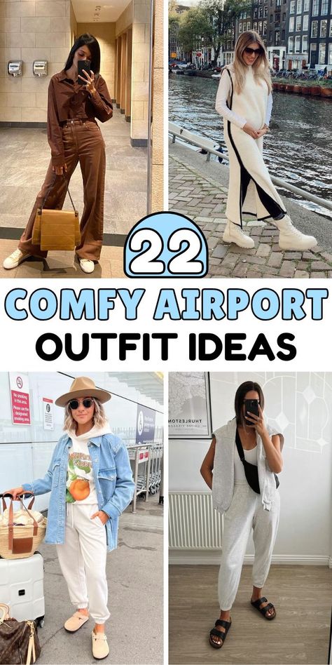 Master the art of travel style with these carefully curated outfit combinations that blend comfort with sophistication. From teddy jackets paired with straight-leg jeans to monochrome sweatsuits topped with classic coats, these looks are perfect for the modern traveler. Each outfit features practical elements while maintaining a polished, put-together appearance that's perfect for both airport lounges and arrival photos. Stylish Airport Outfits, Fall Airport Outfit, What To Wear In La, Leggings And Combat Boots, Comfortable Airport Outfit, Grey Sweatsuit, Comfy Airport Outfit, Travel Lounge, Curated Outfit