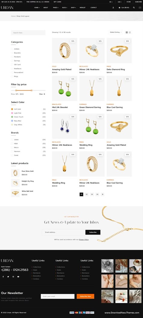 Uroan - Jewelry Store HTML Template Online Jewelry Store Website, Jewelry Ecommerce Web Design, Silver Website Design, Accessories Website Design, Jewellery Website Design, Free Html Website Templates, Jewelry Ecommerce, Diamond Website, Store Website Design