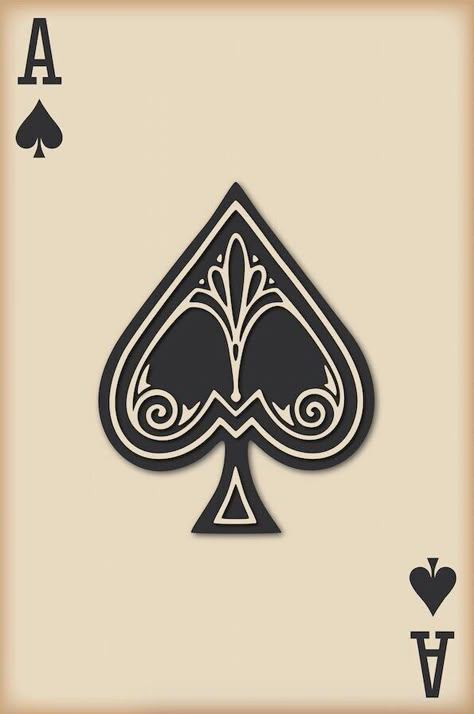 Playing Card Pattern, Ace Of Spades Tattoo, Spade Symbol, Playing Card Tattoos, Playing Card Print, Ace Tattoo, Spade Tattoo, Jack Of Spades, Ace Card