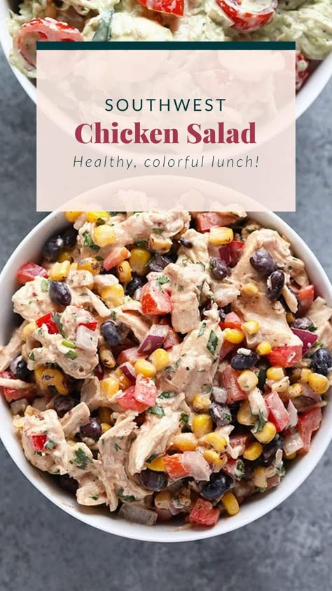 Old Bay Chicken Salad, Healthy Lunch Ideas With Shredded Chicken, Week Long Salad, How To Pack A Salad For Lunch, Shredded Chicken Salad Recipe Healthy, Clean Eating Chicken Salad, Quick Easy Lunches For Work, Easy Healthy Summer Recipes, Summer Chicken Salad Recipes