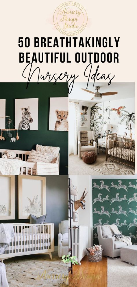 Ahead- we've rounded up some of our favorite outdoor nursery ideas. You'll see that from rustic woodland themes to whimsical fairy gardens, there are countless ways to incorporate the beauty of nature into your baby's nursery. Baby Boy Nursery Themes Woodland Forest Animals, Woodland Theme Playroom, Wilderness Nursery Woodland, Woodland Nursery Paint Colors, Baby Nursery Woodland Theme, Outdoors Nursery Theme, Boho Nursery Room Inspiration, Nursery Nature Theme, Nature Nursery Ideas