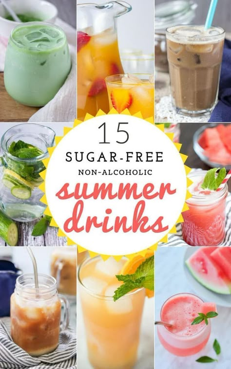 The ULTIMATE collection of Non-Alcoholic Refreshing Summer Drinks recipes - - lemonades, iced lattes, infused waters, fruity iced tea and more. These drinks are all natural, REFINED SUGAR-FREE, packed with amazing flavors and above all super easy to whip up. #drinks #summerdrinks #nonalcohol #sugarfree #healthy #healthyrecipes #kidfriendlyrecipes #infusedwater #lemonade #watermelon #latte #coffee NATALIESHEALTH.com Alcoholic Summer Drinks, Ginger Ale Punch, Summer Drinks Nonalcoholic, Iced Lattes, Infused Waters, Sommer Mad, Sugar Free Drinks, Summer Drinks Alcohol, Alcohol Free Drinks