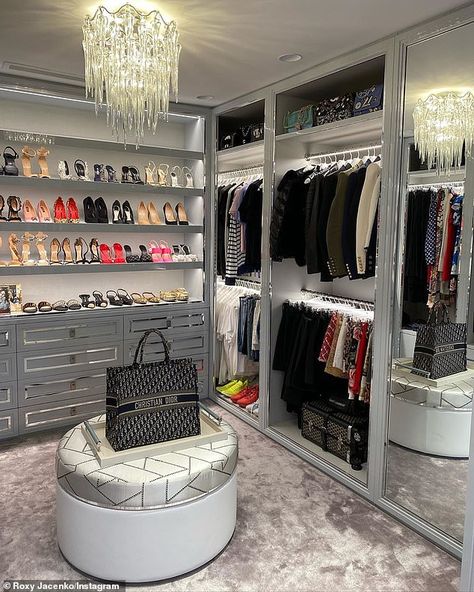 Roxy Jacenko gives fans a look inside her million dollar wardrobe | Daily Mail Online Roxy Jacenko, A Walk In Closet, Dream Closet Design, Beautiful Closets, Luxury Closets Design, Closet Colors, Closet Layout, Million Dollar Homes, Dream Closets