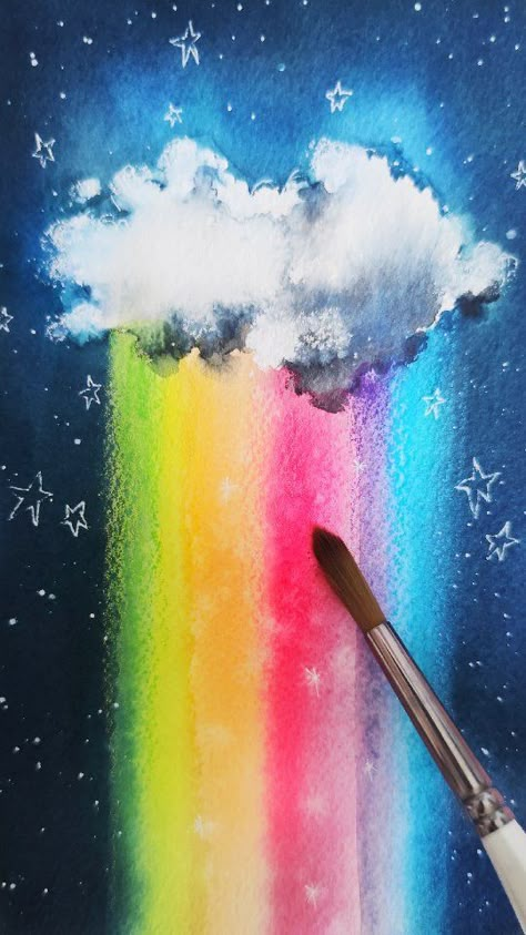 Watercolor Pastel Art, Neon Watercolor Painting, Cute Rainbow Drawings, Rainbow Art Aesthetic, Vivian Core, Rainbow Painting Ideas, Rainbow Watercolor Painting, Rainbow Paintings, Healing Modality