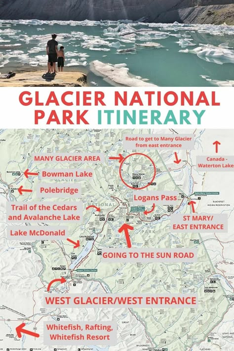 The Best Glacier National Park Itinerary From 1 to 7 Days 3 Days In Glacier National Park, Glacier National Park Itinerary, Road To The Sun Glacier National Park, Glacier National Park Vacation, Visiting Glacier National Park, Glacier National Park Map, Montana Sky, Rv Parks Near Glacier National Park, Glacier Montana