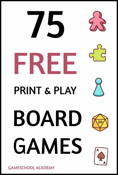 75 Totally FREE Board Games to Print & Play • Gameschool Academy Adding Games, Games To Print, Free Board Games, Language Arts Games, Games For Preschool, Board Game Template, Fun Educational Games, Games To Play With Kids, Printable Board Games