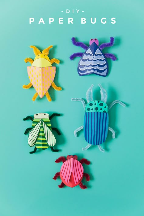 These cute DIY paper bugs are so much fun and a great craft with your kids. Insect Crafts, Bug Party, Bug Crafts, Folding Origami, Fun Crafts To Do, Kid Craft, Art Camp, Insect Art, Easy Crafts For Kids