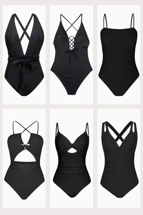 Shop the best black swimsuits on Amazon, perfect for creating stunning summer beach looks. Whether you need pool day swimsuits or beach day swimsuits, these black one piece swimsuits and cut out styles are top picks. Find swimwear styles that are great for vacation packing ideas and essential travel items. Stay stylish and comfortable with these summer outfit ideas that blend women's fashion with practical beachwear. Classy Swimsuit, Spring Fashion Essentials, Swim Clothes, Essential Travel Items, Sophisticated Swimwear, Summer Beach Looks, Swimsuits Black, Influencer Outfit, Elegant Swimwear