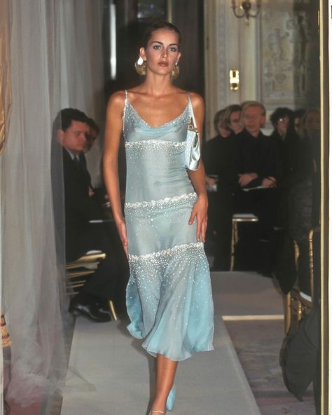 Blue Runway Dress, Early 2000s Dresses, 90s Runway Fashion, Runway Fashion Couture, 90s Runway, Vintage Runway, Runway Dresses, Grad Dresses, Fashion Runway