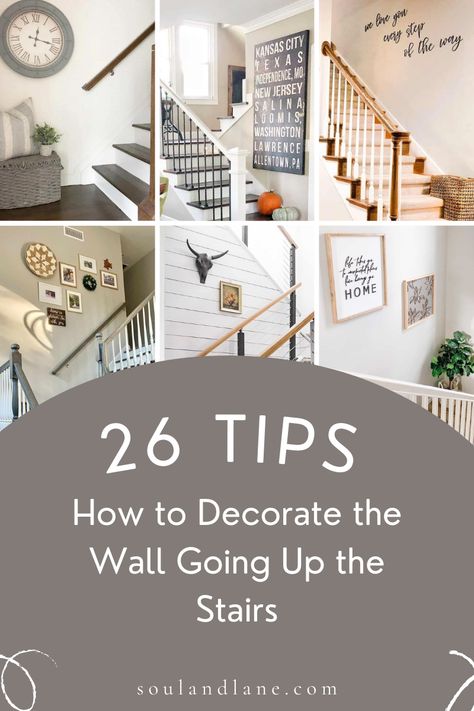 Elevate the charm of your stairwell with a collection of stylish tips on decorating the wall going up the stairs. Explore innovative designs and layout suggestions that transform this often-overlooked space into a visual delight. Click through to uncover ideas that will make your stairwell a focal point of style. Picture Ideas For Stairway, Stairwell Landing Wall Decor, Small Staircase Wall Decor, Small Space Staircase Ideas, Wall Next To Stairs, Small Staircase Ideas Decor, Small Stair Landing Decor, Stairway Wall Ideas, Stairwell Wall Ideas