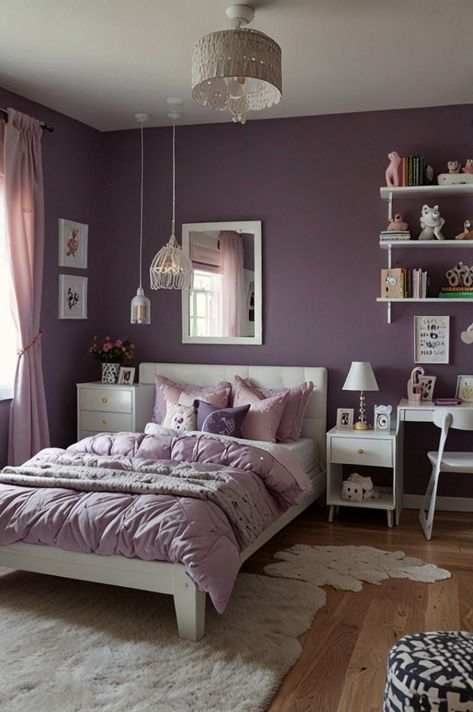 Welcome to waystodecor.blogspot.com, your home for creative decor inspiration! In this post, we're exploring pink bedroom makeover ideas that will help you transform your space into a dreamy, stylish retreat. Purple Cottagecore Bedroom, Girls Room Ideas Purple, Pink And Purple Girls Bedroom, Purple And Pink Bedroom Ideas, Teenage Girl Bedroom Color Schemes, Purple White Bedroom, Girls Purple Bedroom Ideas, Girls Bedroom Purple, Purple And White Bedroom Ideas