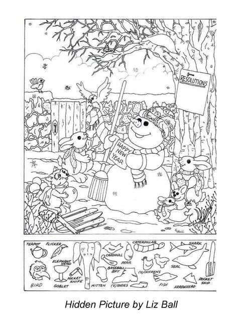 New Year's Day Hidden Picture Puzzle/Coloring Page Christmas Picture Puzzle Game, Hidden Pictures Printables, Highlights Hidden Pictures, Hidden Object Puzzles, Find The Hidden Objects, Hidden Picture Puzzles, New Year Printables, 심플한 그림, Picture Puzzle