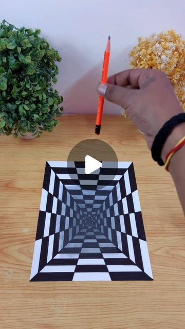 Mohit Kashyap 🧿 on Instagram: "3d tunnel illusion Hack🔥: easy tutorial 😉 #3d #3dart #3ddrawing #foryou #fyp #foryoupage #drawing #draw   Black Marker - @flairpensindia  Follow for more videos ✨️💥✨️💥✨️💥✨️👍" Starter Drawings Easy, Illusion Drawings Creative, Optical Illusions Art Colorful, How To Make Optical Illusions, Illusion Drawings Easy, How To Draw Illusions, Fun Things To Draw When Bored, Easy Illusion Drawings, How To Draw Optical Illusions