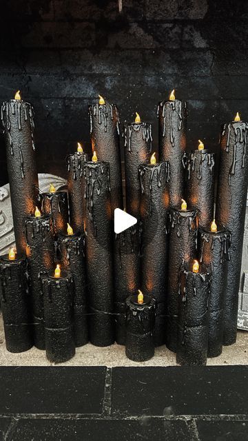 17K views · 2K likes | AUDREY GLASS on Instagram: "DIY SPOOKY MELTING CANDLES 🕯️🖤 All you need is: Pool noodles (dollar tree) Rubber-bands Hot glue gun Spray paint LED tea light candles Knife/Scissors" Pool Noodles Candles Halloween, How To Make Halloween Candles From Pool Noodles, Halloween Candles Out Of Pool Noodles, Fake Candles Halloween, Diy Melted Candles Halloween, Halloween Candle Decorations, Candle Pool Noodles, Diy Halloween Candles Pool Noodles, Diy Halloween Candle Decorations