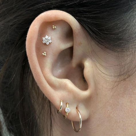 MARIA TASH on Instagram: ““[The Curated Ear®] is a collection of layered pieces of jewelry that go up the ear that are intended to flatter the wearer, work with…” Opal Belly Ring, Ear Curation, Gold Belly Ring, Ear Piercing Ideas, Curated Ear, Pretty Ear Piercings, Maria Tash, Cartilage Jewelry, Cute Ear Piercings