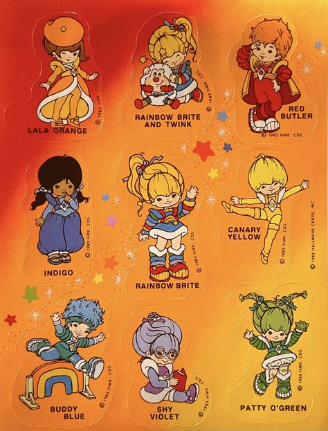 Rainbow Bright Characters, Rainbow Brite Fan Art, Rainbow Brite Characters, 1980s Cartoons, Rainbow Brite Stickers, 1980 Cartoons, 80s Love, 80’s Toys, Cartoons 80s 90s