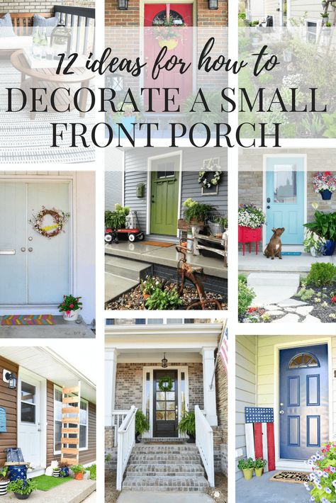 Ideas for a Small Front Porch Small Stoop Ideas, Very Small Front Porch Ideas, How To Decorate A Porch, How To Decorate A Small Front Porch, Decorating A Small Porch, Small Front Porch Decorating Ideas, Small Porch Decorating Ideas, Small Porch Decor, Front Porch Diy