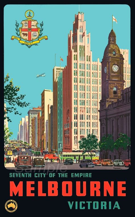 Marvel Posters Vintage, Travelling Pictures, Travel Posters Vintage, Iconic Posters, Australia Poster, Movie Posters Art, Melbourne Travel, Industrial District, Australia Vacation