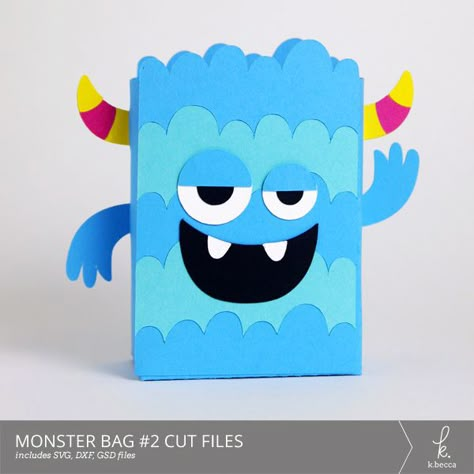 Monster Bags Diy, Cyclops Monster, Monster Party Favors, Monster Shapes, Valentine Card Box, Monster Box, Birthday Cake Card, Singing Monsters, Diy Bead Embroidery