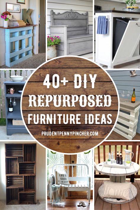 Upcycle thrift store finds and reuse old furniture with these DIY repurposed furniture ideas. From upcycling dressers to turning pallet into furniture, there are plenty of DIY furniture projects to choose from that will upcycle furniture on a budget. There are both indoor and outdoor DIY projects for the home. Upcycle Wood Furniture, Turn Dresser Into Buffet, Repurpose Old Furniture, Repurposed Desk Ideas Upcycling, Upcycle Old Furniture, Furniture Redo Ideas, Upcycling Dressers, Repurposed Furniture Diy Upcycling, Diy Nightstand Ideas Repurposed