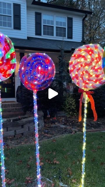 Isaac Alexander on Instagram: "Let’s make GIANT LED Lollipops for Christmas! #christmas #christmasdecor #christmasdecorations #christmastree" Lollipop Outdoor Decorations, Lollipop Yard Decorations Diy, Diy Outdoor Lollipop Decorations, Outdoor Lollipop Christmas Diy, Lollipop Christmas Decorations, Diy Lollipop Decorations Christmas, How To Make Lollipop Decorations, Giant Lollipop Decorations Diy, Diy Lollipop Decorations