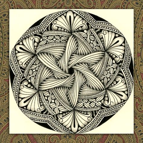 Flowers In Circle Drawing, Zendala Patterns, Zentangle Mandela, Zendala Art, Tangled Drawings, Zentangle Pictures, Zen Mandala, Doodle Mandala, Aluminum Foil Art