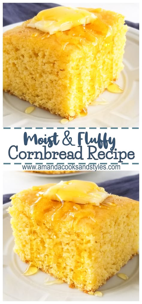 Best Moist Cornbread, Fluffy Cornbread, Jiffy Cornbread Recipes, Best Cornbread Recipe, Cornbread Recipe Sweet, Moist Cornbread, Honey Cornbread, Jiffy Cornbread, Homemade Cornbread