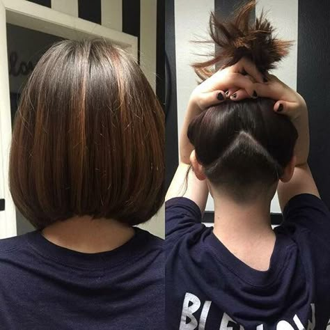 Undercut with an angled bob Undercut Ideas, Undercut Bob Haircut, Bob Undercut, Modern Bob Haircut, Undercut Hairstyles Women, Haircut Bob, Undercut Long Hair, Undercut Bob, Angled Bob Hairstyles