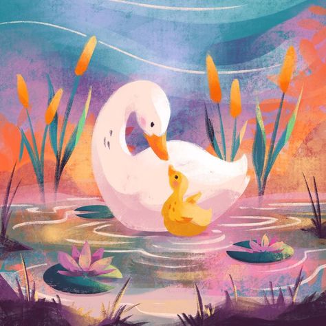 Duck Illustration, Duck And Ducklings, Illustration Art Kids, Art Trading Cards, Book Illustration Art, Inner Critic, Inspirational Artwork, Children's Book Illustration, Children Illustration