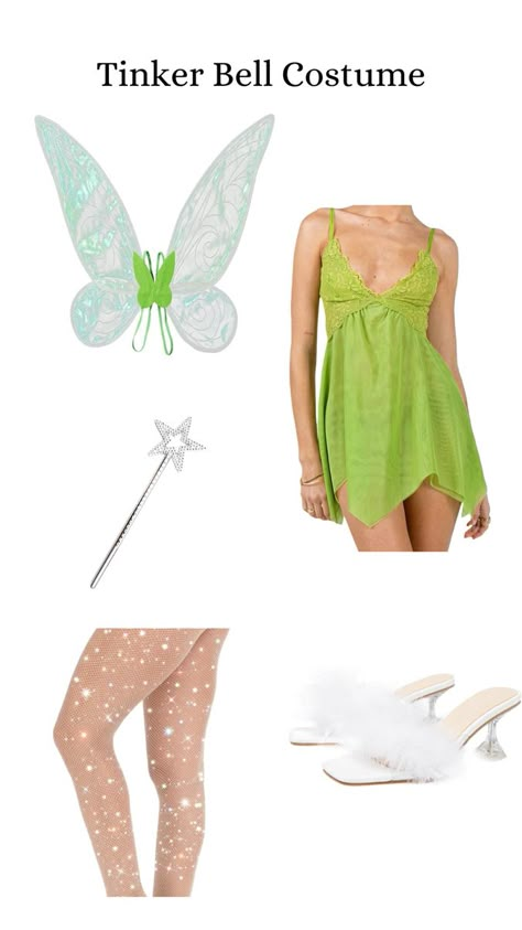 Cute Halloween Costume #halloween #halloweencostume #tinkerbell #tinkerbellcostume #halloweenideas Diy Tinkerbell Costume, Wendy Costume, Tinkerbell Halloween Costume, Bell Costume, Fairy Costume Diy, Tinkerbell Costume, Cute Halloween Costume, Tinker Bell Costume, Halloween Costumes For Teens Girls