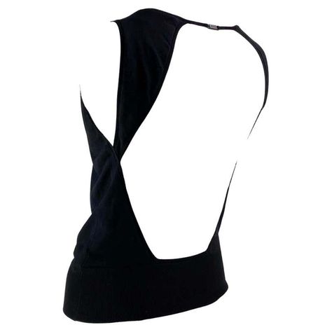 2000s Gucci by Tom Ford Backless Logo Clasp Black Knit Silk Tank Top For Sale at 1stDibs Tops With Open Back, Black Open Back Top, Shirt With Open Back, Open Back Clothes, Unique Top Designs, Top Silhouettes, Open Back Shirts, Open Back Tops, Unique Tops