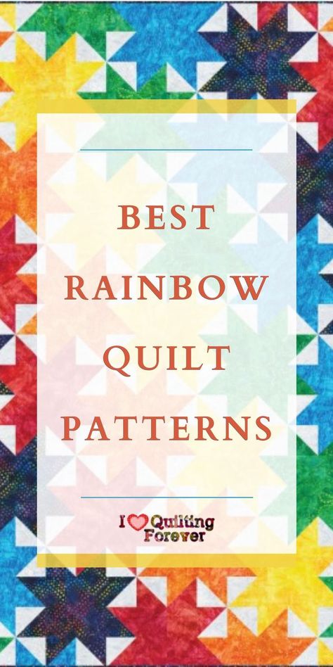 Best Rainbow Quilt Patterns Trailing Squares Quilt, Bright Color Quilt Patterns, Quilt Ideas For Beginners Free Pattern, Pride Quilt Ideas, Rainbow Log Cabin Quilt, Rainbow Quilt Patterns Free, Rainbow Patchwork Quilt, Quilting Free Patterns, Ribbon Quilt Pattern Free