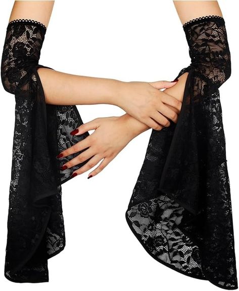 Amazon.com: L'VOW Women's Gothic One Pair Black Grim Arm Detachable Sleeves Costume Long Lace Cuff Halloween Witch Accessory : Clothing, Shoes & Jewelry Creepy Accessories, Arm Sleeves For Women, Gothic Vampire Costume, Victorian Witch, Witch Clothing, Witch Accessories, Long Lace Sleeves, Sleeves For Women, Aesthetic Emo