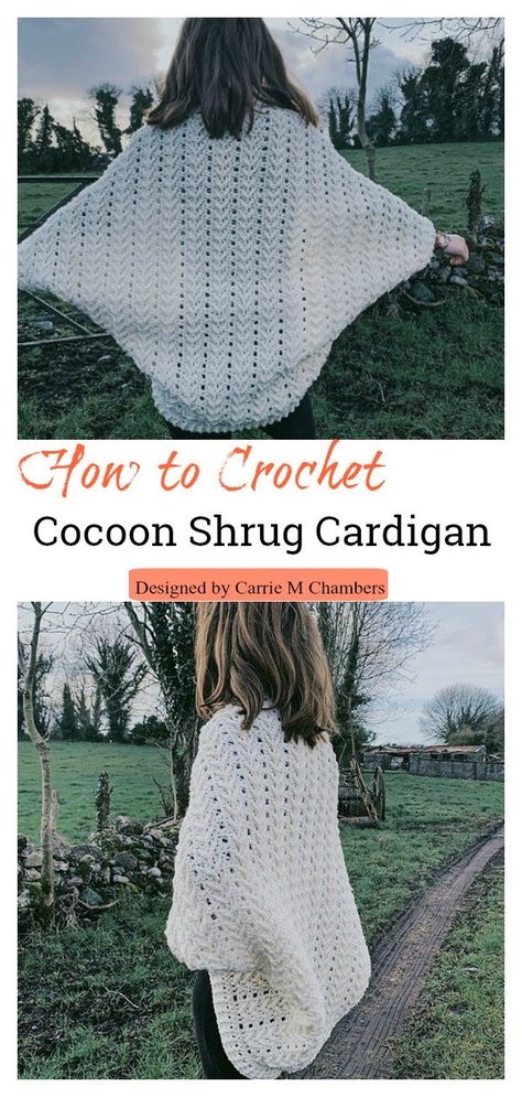 How to Crochet Cozy Cocoon Shrug Cardigan Video Tutorial  #freecrochetpattern  #crochetpattern   #crochetsweater  #cardiganpatterns Easy Crochet Shrug Pattern, Cocoon Cardigan Pattern, Easy Crochet Shrug, Crochet Shrug Pattern Free, Bolero Crochet, Crochet Cardigan Tutorial, Knit Bolero, Crochet Cocoon, Crochet Cardigan Pattern Free