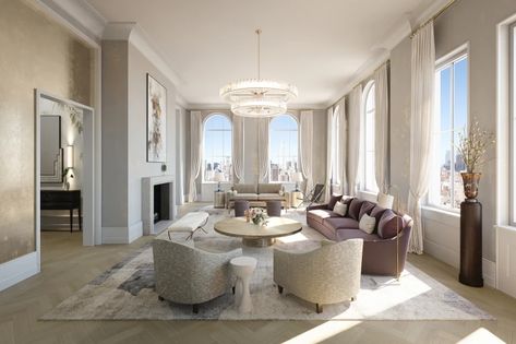 Old Money Nyc, Upper East Side Penthouse, Mansions Design, Nyc Living Room, Room Landscape, High Rise Apartment, Penthouse Interior, Nyc Penthouse, New York Penthouse