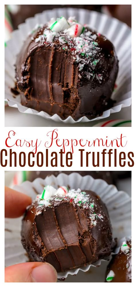 Truffles Christmas, Truffle Recipe Christmas, Chocolate Truffles Recipe, Christmas Truffles, Homemade Truffles, Dessert Truffles, Peppermint Chocolate, Homemade Holiday Gifts, Truffles Recipe