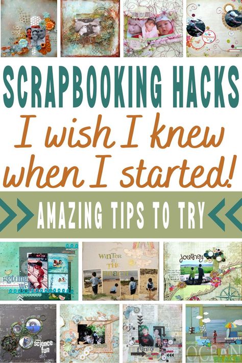 Scrapbooking hacks I wish I knew when I started. Check out these creative scrapbooking tips scrapbookers can't live without! How To Scrapbook For Beginners Step By Step, How To Display Scrapbooks, Scrapbook 4x6 Photo Layouts, My Creative Scrapbook, Scrapbook Stamping Ideas, How To Print Photos For Scrapbook, How To Layer Scrapbook Pages, Best Scrapbook Layouts, Cricut Scrapbook Pages