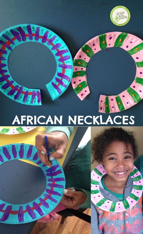 Around The World Crafts For Kids, Multicultural Crafts, Multicultural Activities, Africa Craft, African Necklaces, Africa Nature, African Art Projects, Cultural Crafts, African Crafts