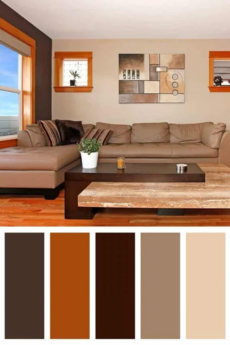 14 Living Room Color Schemes With Brown Leather Furniture - Home Decor Bliss Living Room Colour Design, Render Paint, Brown Sofa Set, Brown Leather Furniture, Living Room Decor Brown, Brown Furniture Living Room, Brown Sofa Living Room, Monochromatic Room, Living Room Decor Brown Couch