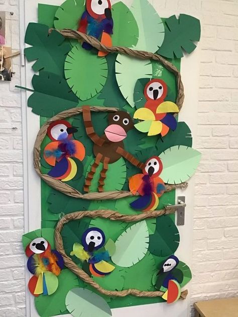 Jungle thema; 15 ideeën om te knutselen & activiteiten - Mamaliefde Jungle Art Activities, Jungle Artwork, Jungle Crafts, Jungle Thema, Animals Jungle, Deco Jungle, Jungle Art, Jungle Theme, Dramatic Play