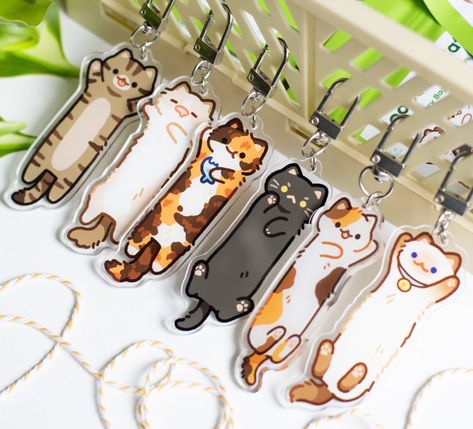 Cat Tortoiseshell, Void Cat, Shrinky Dink Keychain, Charm Ideas, Brown Tabby, Shrink Paper, Long Cat, Acrylic Keychains, Cat Keychain