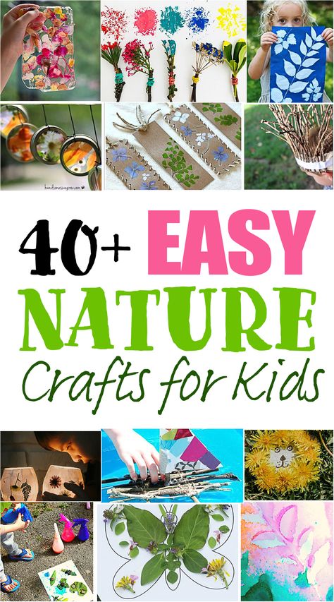 40+ Stunning Nature Crafts for Kids - Happy Toddler Playtime Craft Ideas Using Nature, Nature Science Activities For Preschool, Nature Art For Preschool, Craft From Natural Materials, Fathers Day Nature Crafts For Kids, Nature Enrichment Activities, Nature Theme Kindergarten, Activities About Plants For Preschoolers, Forest School Projects