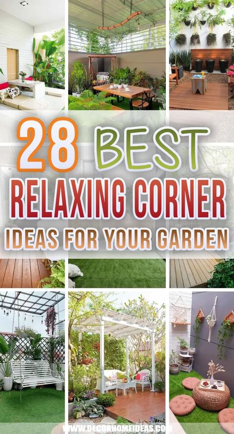 Relaxing Corner, Corner Landscaping, Backyard Sitting Areas, Garden Sitting Areas, Garden Nook, Landscaping Inspiration, Corner Garden, Garden Aesthetic, Home Garden Design