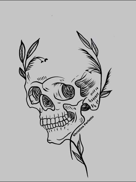 Skull With Leaves Tattoo, Vine Skull Tattoo, Skull Plant Drawing, Skull Vines Tattoo, Skull With Plants Tattoo, Skull With Vines Tattoo, Skull Plant Tattoo, Simple Plant Tattoo, Neutral Tattoo