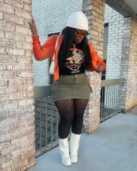 @axaylaa • Instagram photos and videos Dress In Fall How To Wear, Cute Knee High Boots Outfit Ideas, Flannel Shirt Dress With Boots, Casual Dresses Outfits Winter, Winter Shein Outfits Black Women, Cute Fall Outfits Black Women Shein, Graphic Tee Cowboy Boots Outfit, Plaid Shirt And Vest Outfit, Outfits For White Boots