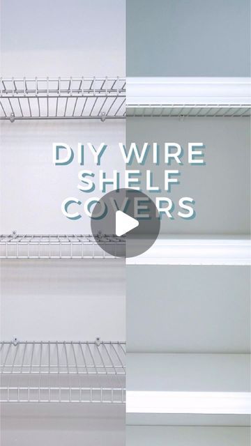 Tracey | Porch Daydreamer® | Paint + Decorating Hacks on Instagram: "Comment WIRE for these DIY wire shelf covers. ❤️ FOLLOW @porchdaydreamer …to see the final AFTER. 🙋🏼‍♀️Do you hate the wire shelving in your kitchen pantry or linen closet? ME TOO! 😍For $100 and in 1 afternoon, you can cover your wire closet shelves. This is a NO cut, paint, or nail solution that is the easiest DIY home hack. 🙌🏻I promise this is project you tackle and create perfectly fitting white wire shelf covers. You can store SO much more when the shelves are solid! #wireshelving #homehacks #closetorganization #organization" Wire Shelf Pantry Organization Ideas, Diy Wire Rack Cover, Wire Shelf Decor, Wire Shelf Hack, Covering Wire Shelves Diy, Closetmaid Wire Shelving Ideas, Diy Wire Shelf Cover, Shelf Cover Diy, Pantry Shelf Cover