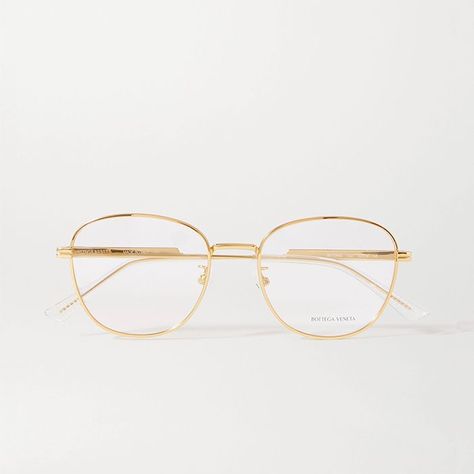 Bottega Veneta Round-Frame Gold-Tone and Acetate Optical Glasses Glasses With Gold Frame, Gold Frame Glasses Outfit, Gold Frame Eyeglasses For Women, Gold Frames Glasses, Gold Rimmed Glasses Women, Gold Frame Glasses Women, Gold Glasses Frames For Women, Stylish Eyeglasses For Women, Gold Rim Glasses